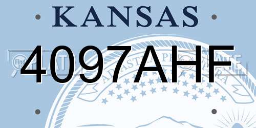 4097AHF Kansas License Plate