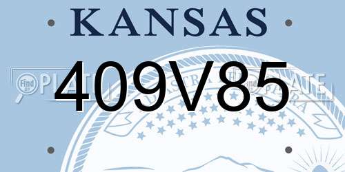 409V85 Kansas License Plate
