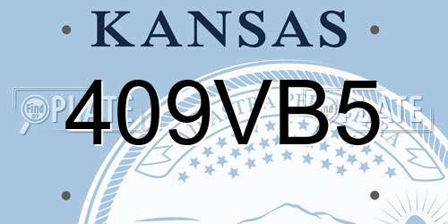 409VB5 Kansas License Plate