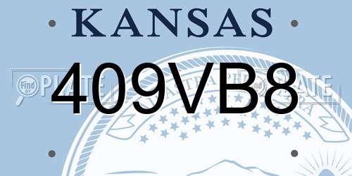 409VB8 Kansas License Plate