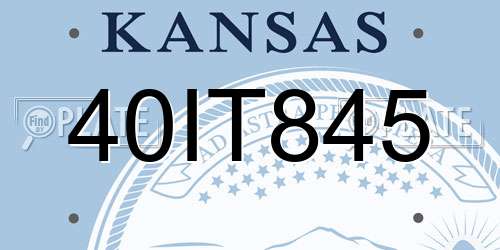 40IT845 Kansas License Plate