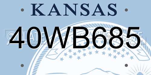 40WB685 Kansas License Plate