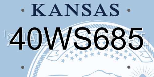 40WS685 Kansas License Plate