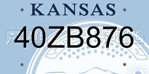 40ZB876 Kansas License Plate