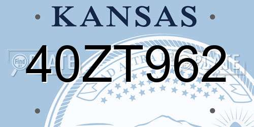 40ZT962 Kansas License Plate