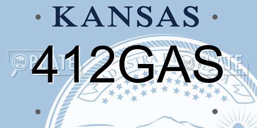 412GAS Kansas License Plate
