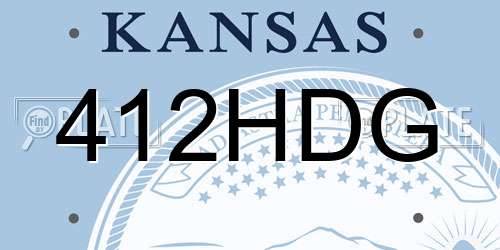 412HDG Kansas License Plate