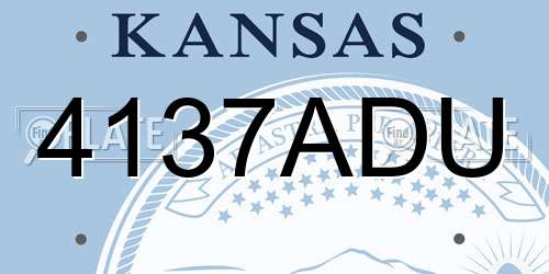 4137ADU Kansas License Plate