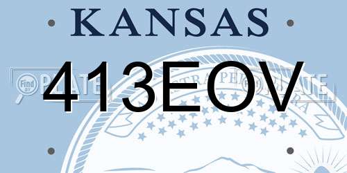 413EOV Kansas License Plate