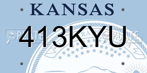 413KYU Kansas License Plate