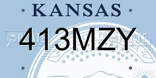 413MZY Kansas License Plate