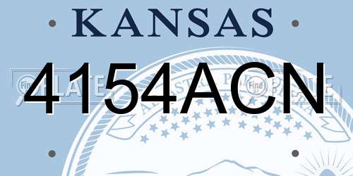 4154ACN Kansas License Plate