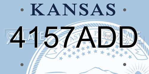 4157ADD Kansas License Plate