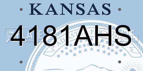 4181AHS Kansas License Plate