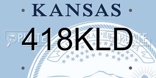 418KLD Kansas License Plate