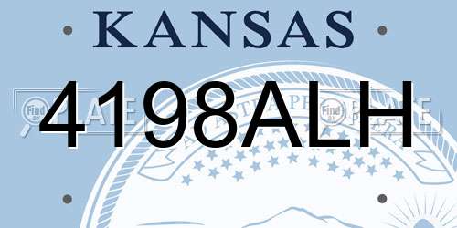 4198ALH Kansas License Plate