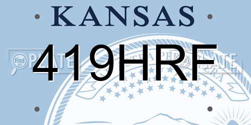 419HRF Kansas License Plate