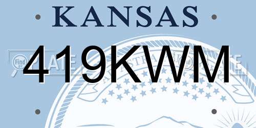 419KWM Kansas License Plate