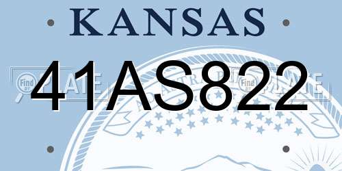 41AS822 Kansas License Plate