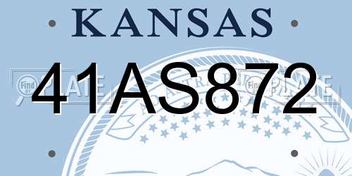 41AS872 Kansas License Plate