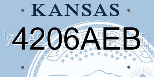 4206AEB Kansas License Plate