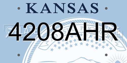 4208AHR Kansas License Plate
