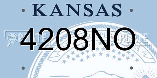 4208NO Kansas License Plate