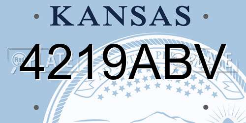 4219ABV Kansas License Plate