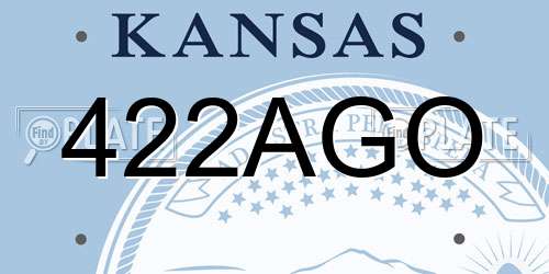422AGO Kansas License Plate