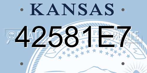 42581E7 Kansas License Plate