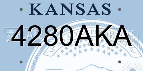 4280AKA Kansas License Plate