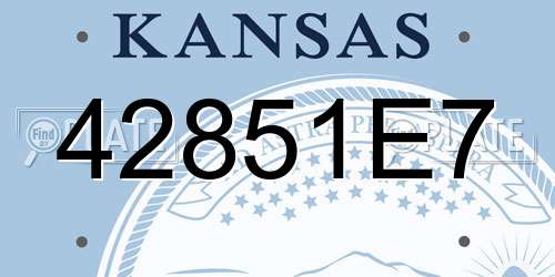42851E7 Kansas License Plate