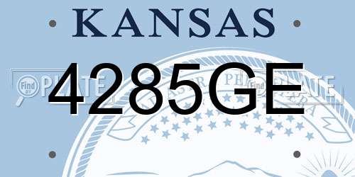 4285GE Kansas License Plate