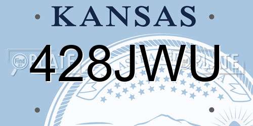 428JWU Kansas License Plate