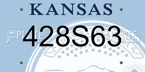428S63 Kansas License Plate