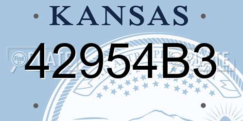 42954B3 Kansas License Plate