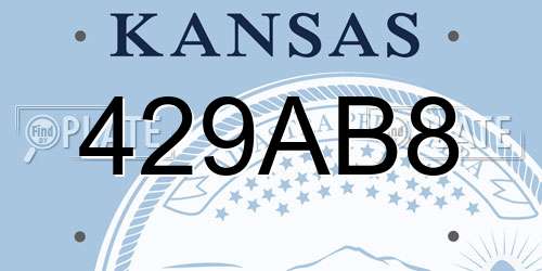 429AB8 Kansas License Plate