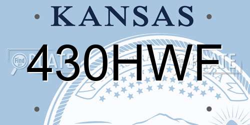 430HWF Kansas License Plate