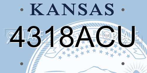 4318ACU Kansas License Plate