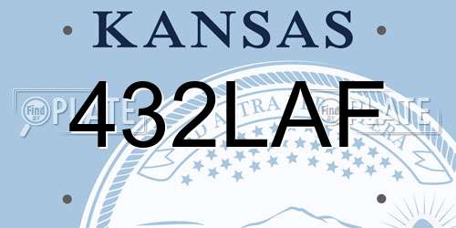 432LAF Kansas License Plate