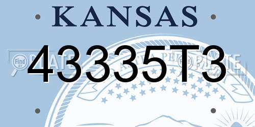 43335T3 Kansas License Plate