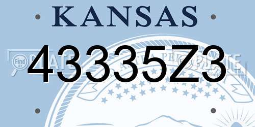 43335Z3 Kansas License Plate