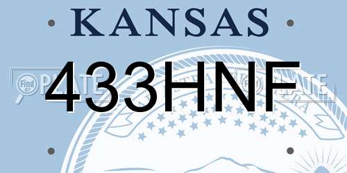433HNF Kansas License Plate