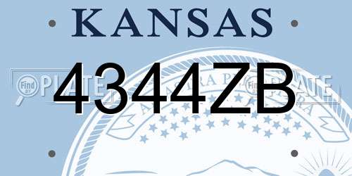 4344ZB Kansas License Plate