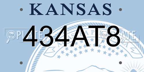 434AT8 Kansas License Plate