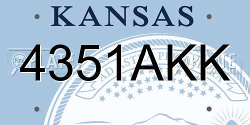 4351AKK Kansas License Plate