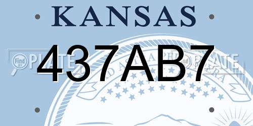437AB7 Kansas License Plate