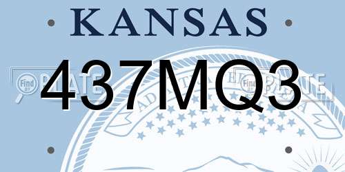 437MQ3 Kansas License Plate