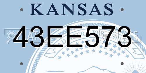 43EE573 Kansas License Plate