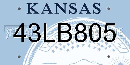 43LB805 Kansas License Plate